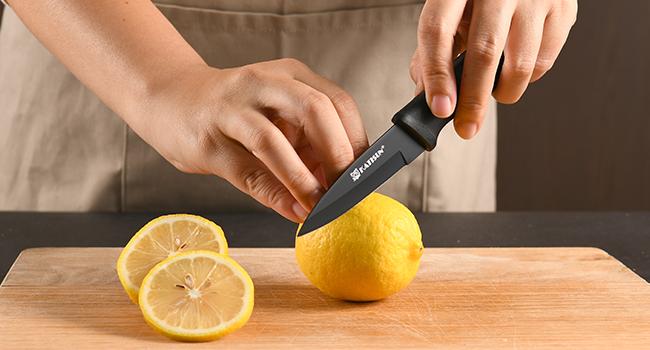 15 Pieces Carbon Steel Kitchen Knife Block Set, Built-in Knife Sharpener