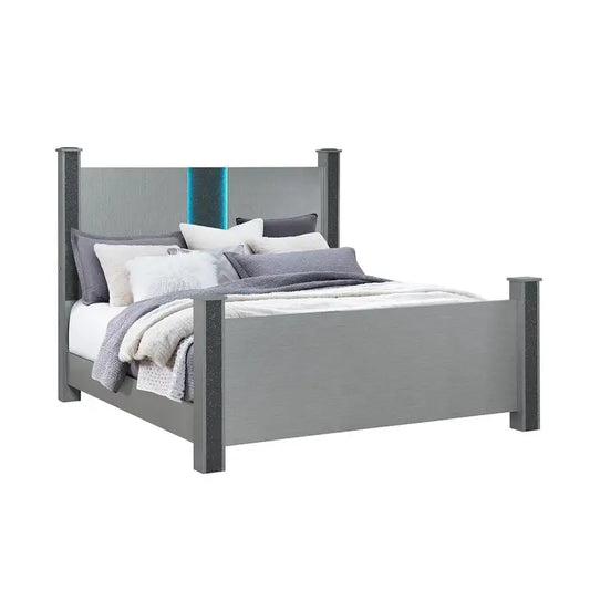 Modern Queen Bedroom Set with Sleek Silver Finish & Timeless Style
