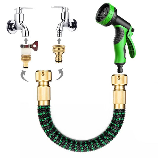 High-Pressure Expandable Garden Hose with spray Nozzle - Lightweight & Kink-Free