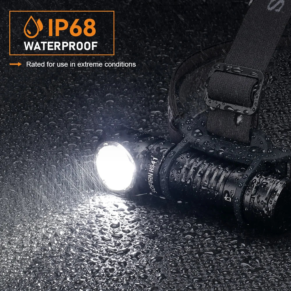 High-Power LED Headlamp with Adjustable Beam 4000 Lumens of Brightness, Distance Up to 325 Meters USB C Rechargeable