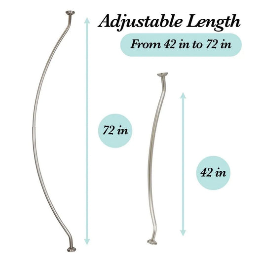 Adjustable curved shower rod that adds extra space