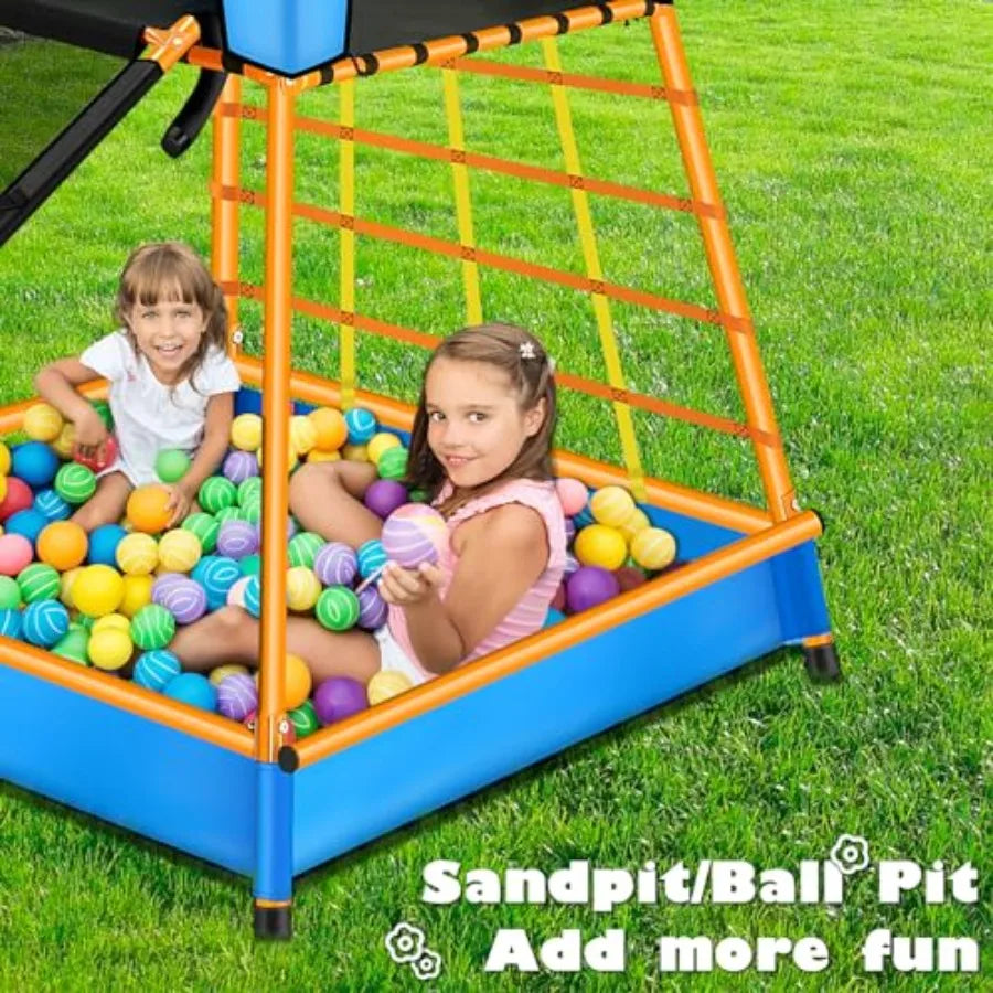 Outdoor Play Equipment with Swings, Slide, Climbing Ladder & Ball Pit