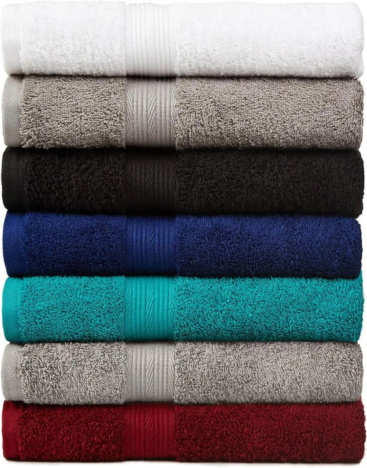 Over-Sized 100% Cotton Soft Absorbent Bath Towels - 2 Bath 2 Hand 2 Washcloths Set