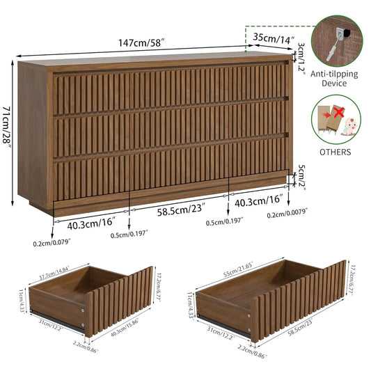 Fluted 9-Drawer Dresser Adds Vintage Charm, Storage & Style