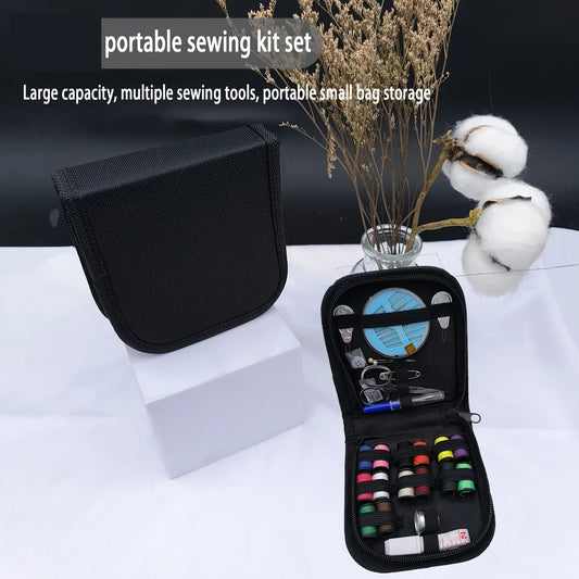 Travel‑ready sewing kit packed with essential repair tools