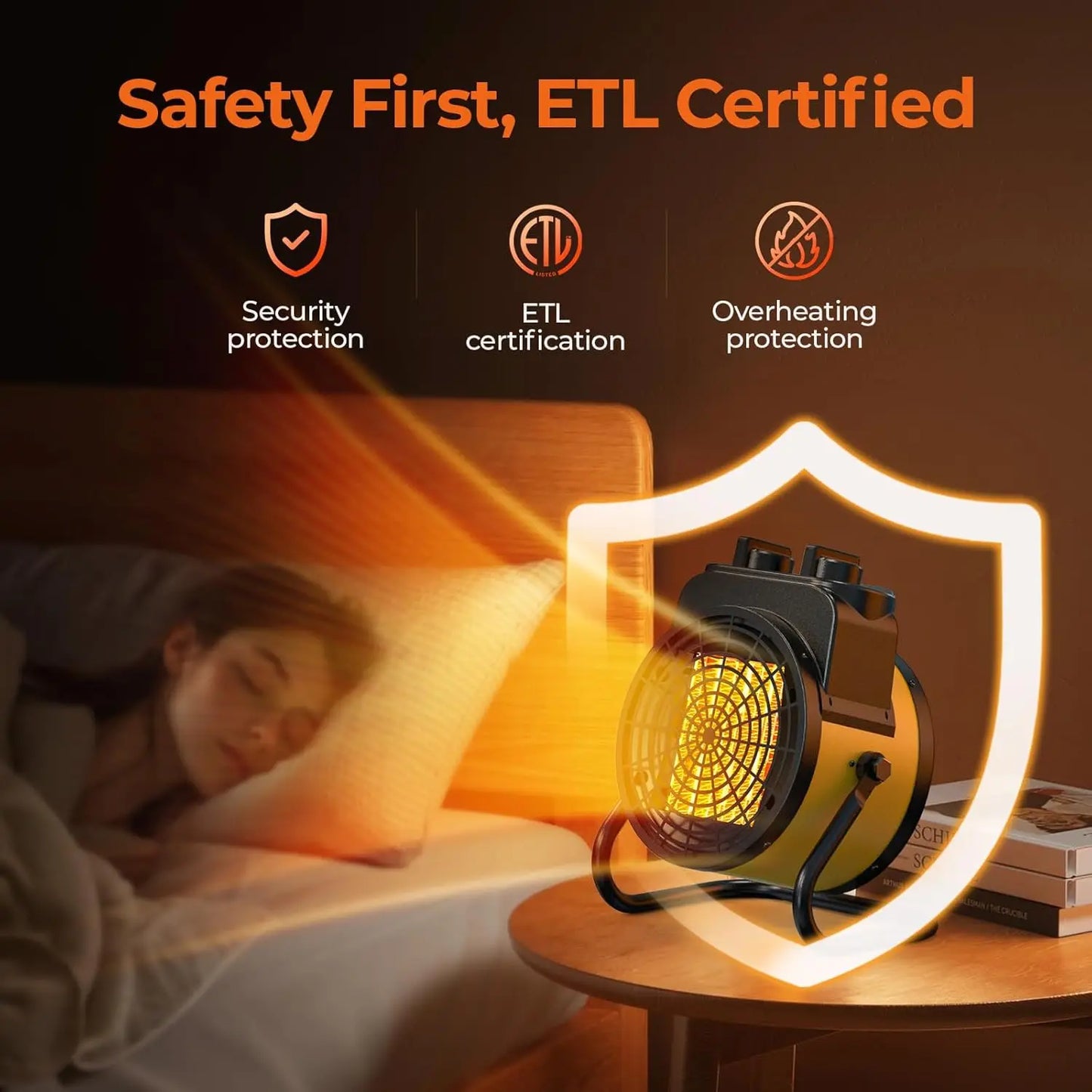 1500W Space Heater with Thermostat, 3 Heat Modes, Overheat Protection