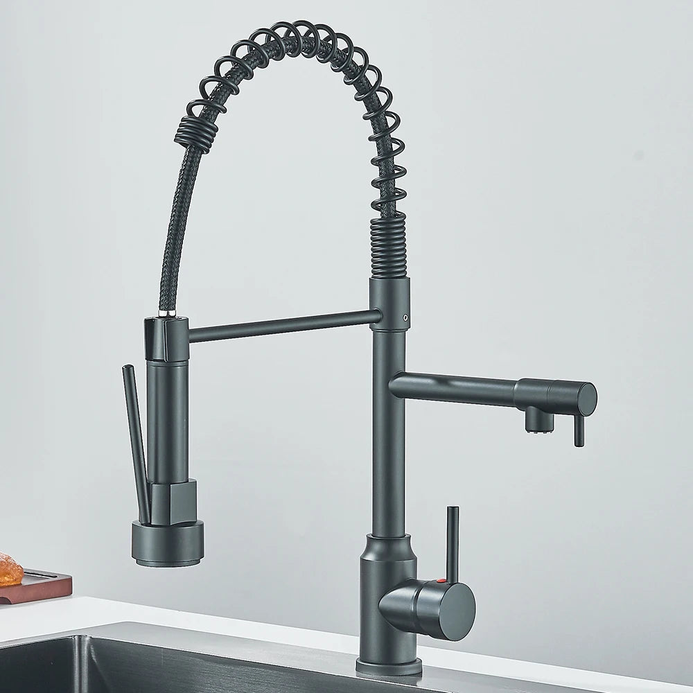 Pull Down Dual Spout Faucet Enhances Convenience, Style & Functionality
