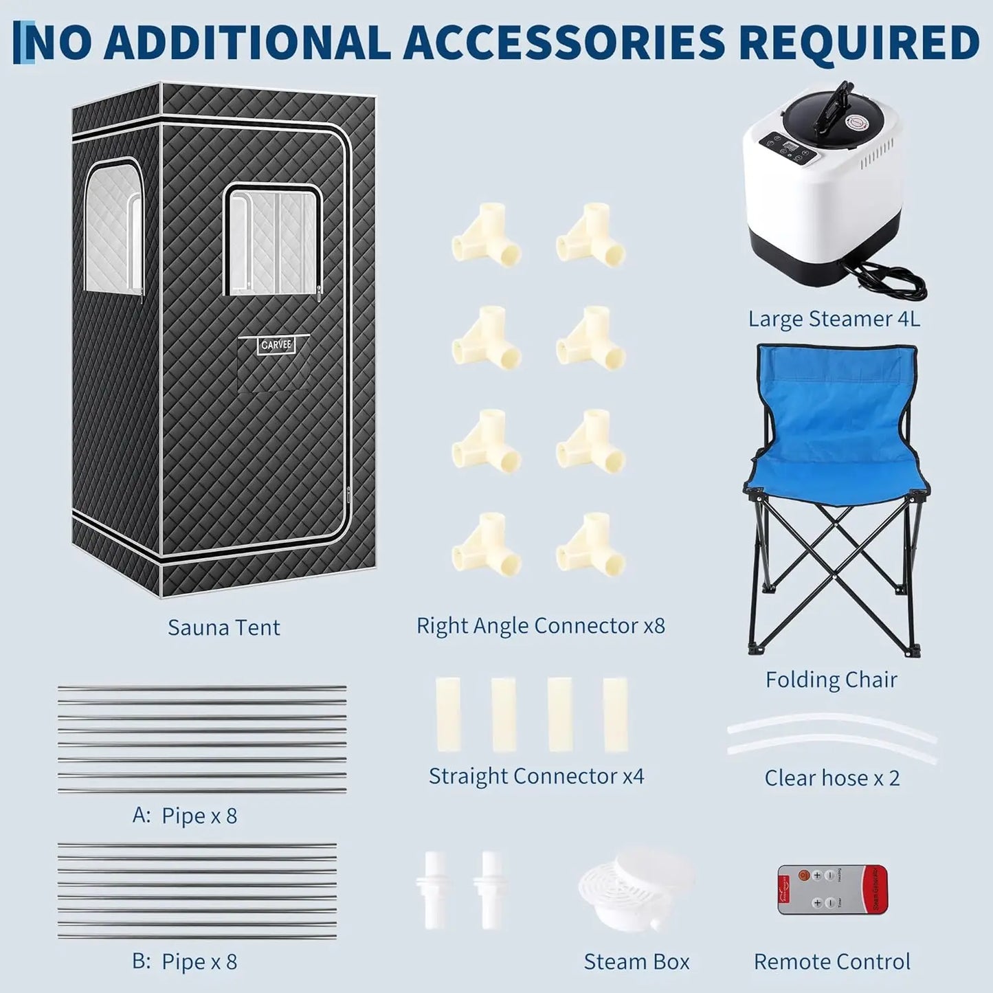 Portable Home Sauna with 1500W Steamer, Roof Zipper