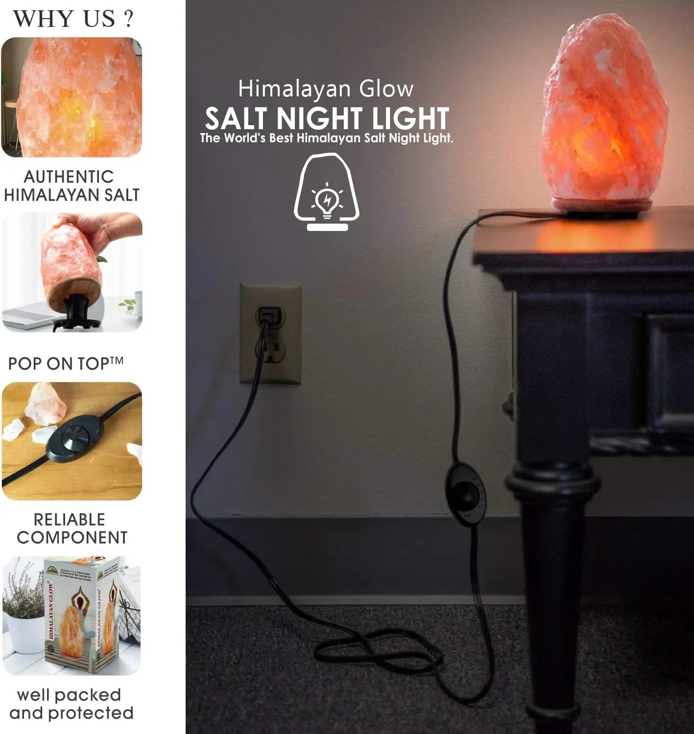 2 Pack Glowing Hand Carved Natural Himalayan Salt Lamp