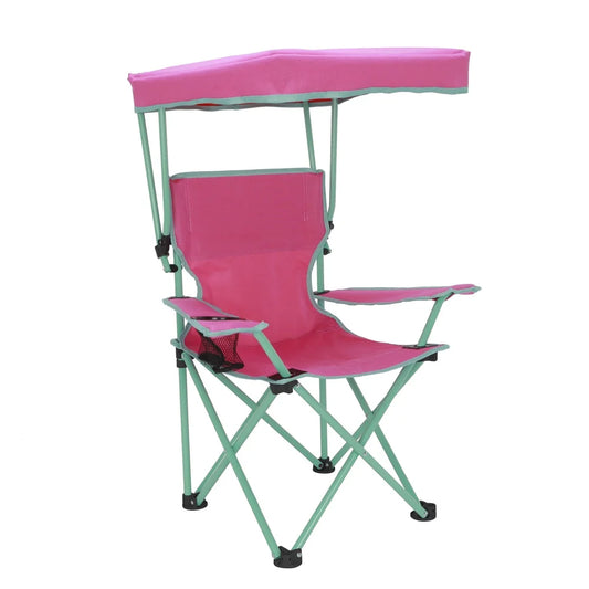 A sturdy, portable kids’ camp chair with a safety lock, cup holder and adjustable sunshade that keeps little ones comfortable and protected outdoors
