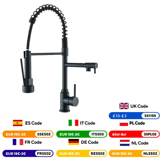 360 Rotation Kitchen Sink Faucet Pull Down Tap with Dual Spout