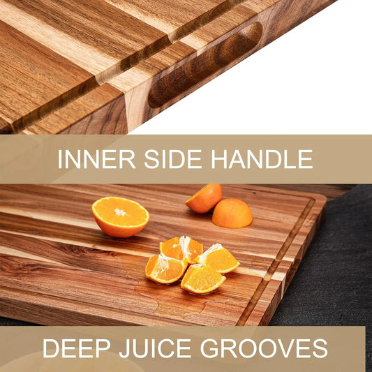 Reversable Wood Cutting Board Featuring a Generous Food Prep Surface