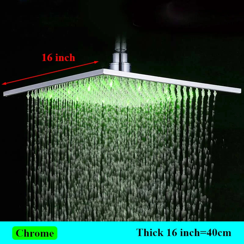 Stainless Steel LED-Light Rainfall Shower Head