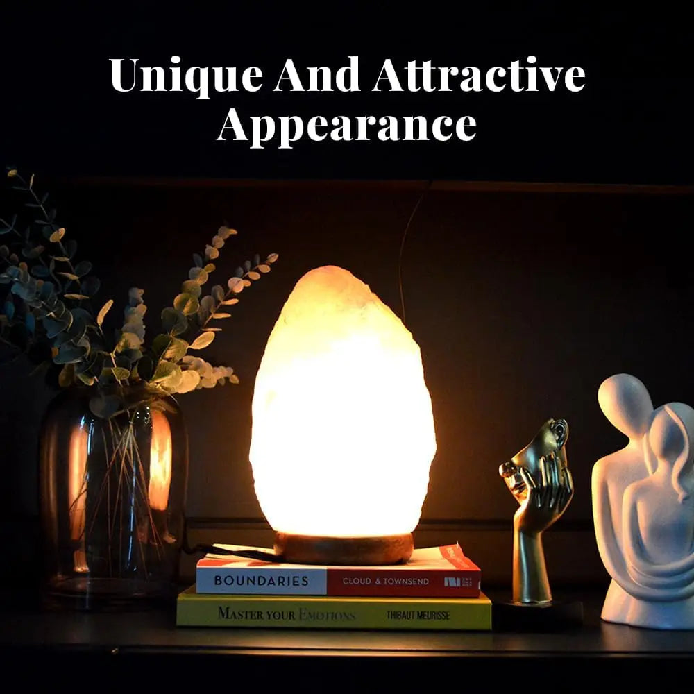 Extra Large Himalayan Pink Salt Lamp, 10-12 Inch Tall, Hand-Carved with Wooden Base & Dimmable Bulb