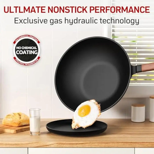 Durable Carbon Steel Wok with Lid & Spatula Everyday Cooking Made Easy