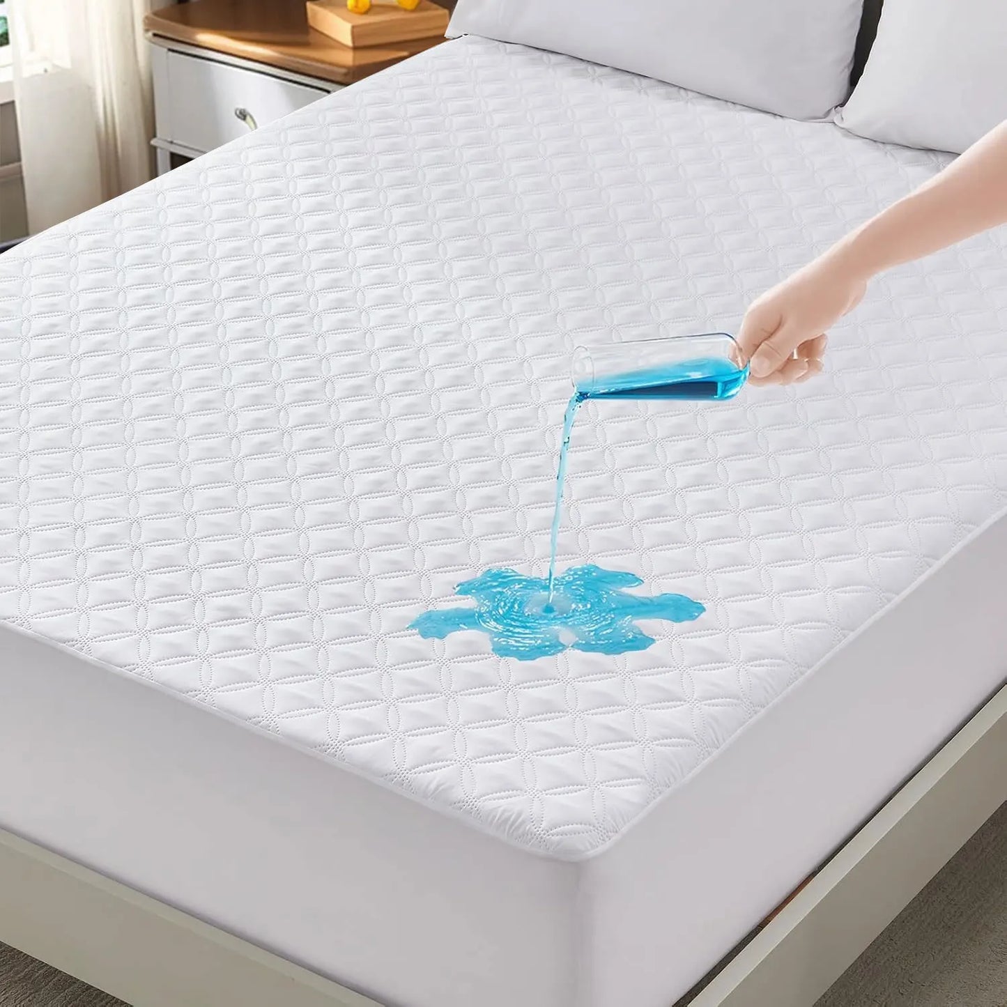 Soft, Waterproof, Noiseless Mattress Protector with Deep-Pocket Breathable Comfort