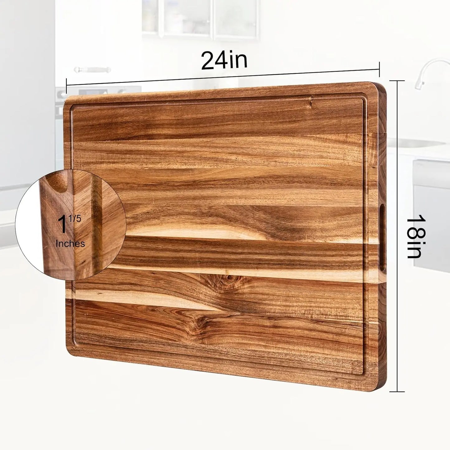Reversable Extra Large Wood Cutting Board with Juice Groove, 24 x 18 x1.2 in
