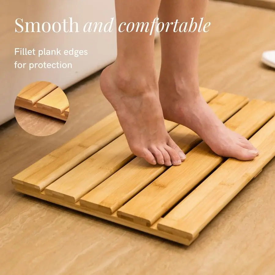 Elegant Spa-Inspired Natural Bamboo Bath or Sauna Mat