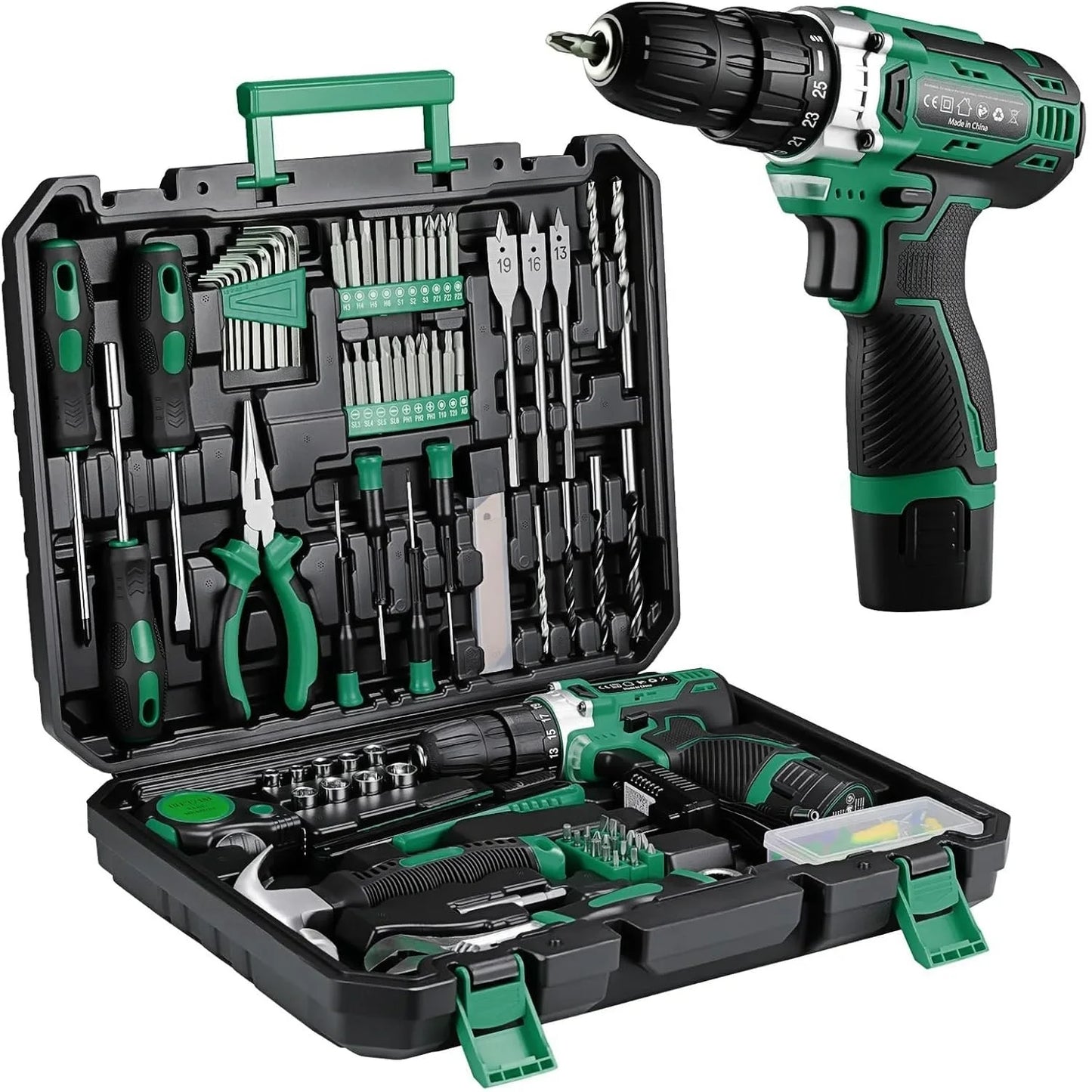 138 Pcs Tool Box Power Set with 12V Cordless Drill