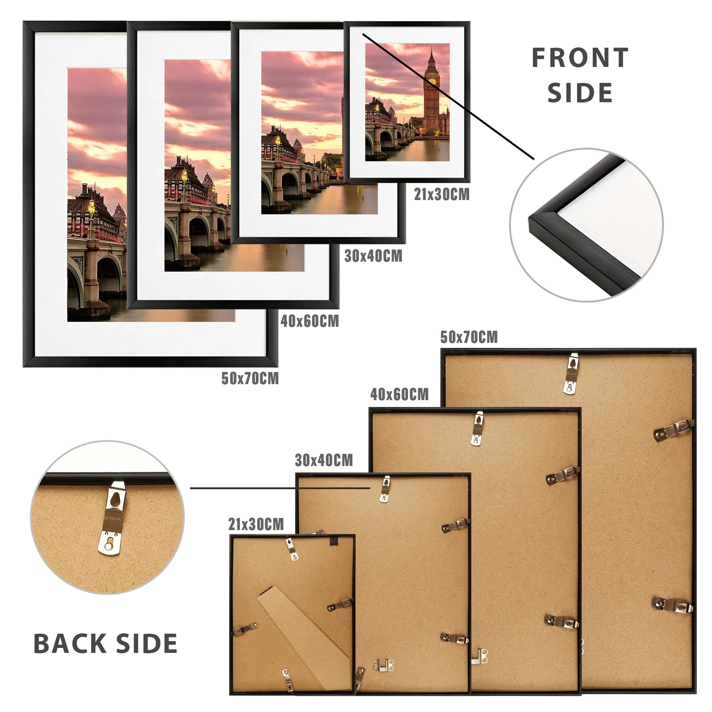 3pcs 30x40 50x70cm Picture Frames