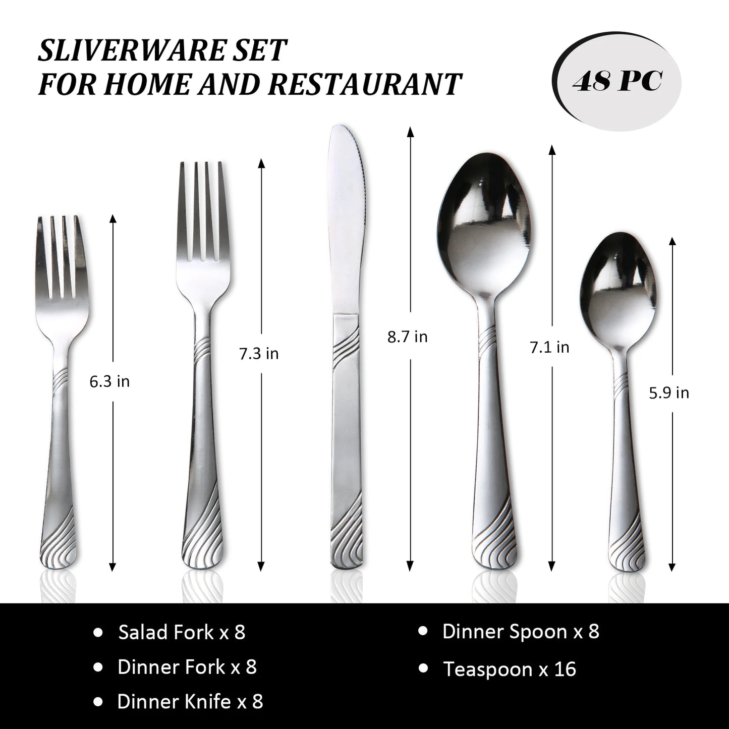 48Pcs Stainless Steel Flatware Set