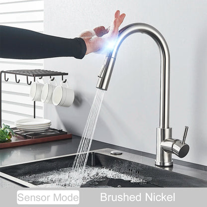 2 Function Touch Control Pull Out Sensor Kitchen Faucet