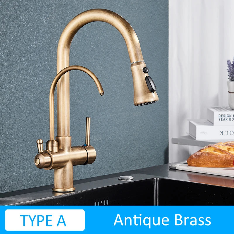 360 Rotation Pull Out Tap Kitchen Faucet With 3 Mode Water Pressure