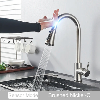 2 Function Touch Control Pull Out Sensor Kitchen Faucet