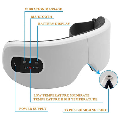 Bluetooth Capable Eye Mask with Gentle Heat & Soothing Massage for Instant Relaxation