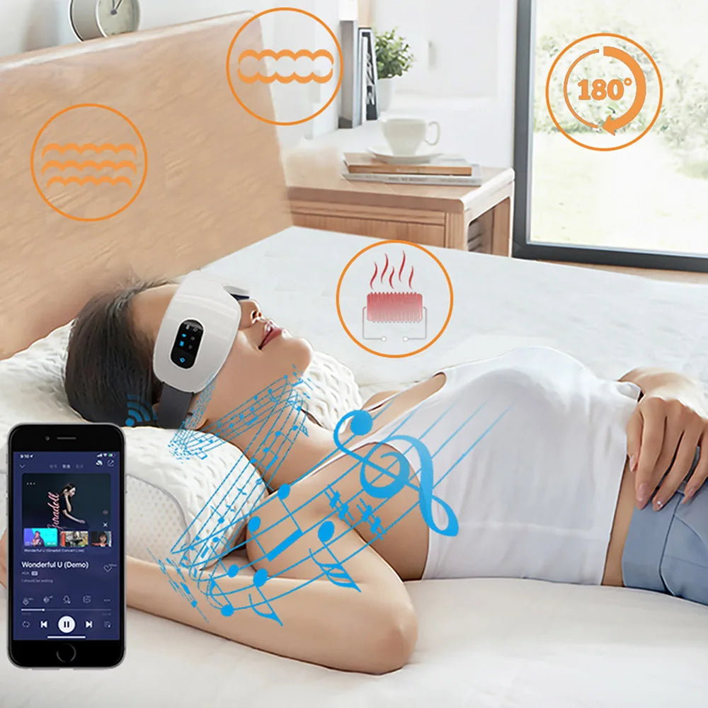 Bluetooth Capable Eye Mask with Gentle Heat & Soothing Massage for Instant Relaxation