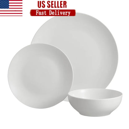 Elegant 12-Piece White Stoneware Dinnerware Set
