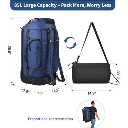 Waterproof & Durable Foldable Rolling Duffel that Converts to a Backpack