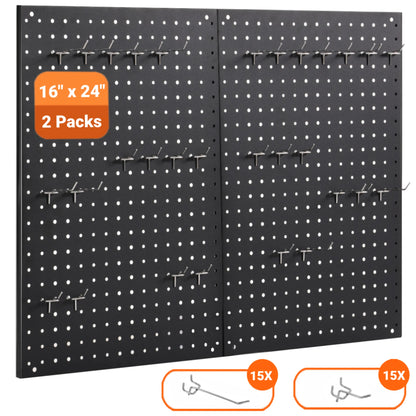 30 Hook Metal Peg Board Panel Wall Organizer