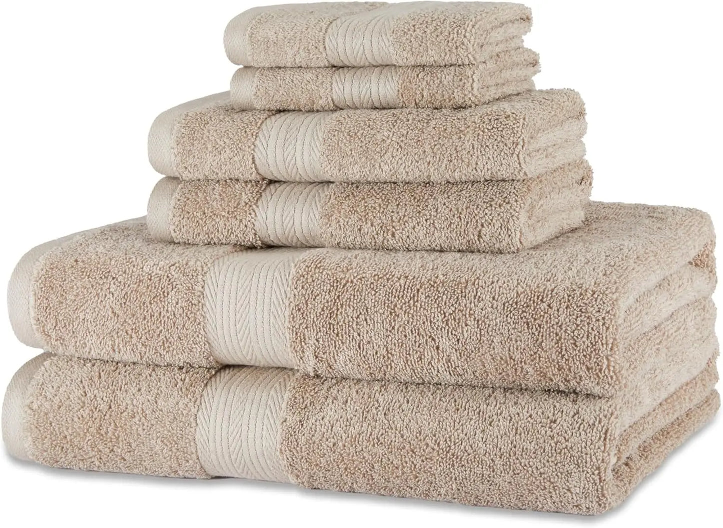 Over-Sized 100% Cotton Soft Absorbent Bath Towels - 2 Bath 2 Hand 2 Washcloths  Set