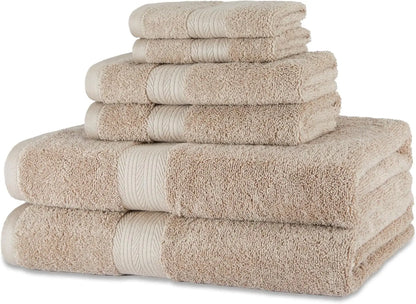 Over-Sized 100% Cotton Soft Absorbent Bath Towels - 2 Bath 2 Hand 2 Washcloths  Set