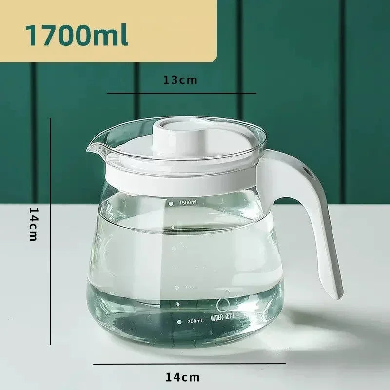 Easy Pouring & Generously Sized Glass Kettle, High Temperature Resistance