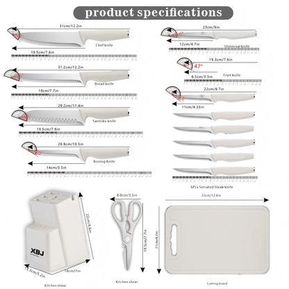 15‑piece stainless steel kitchen knife set