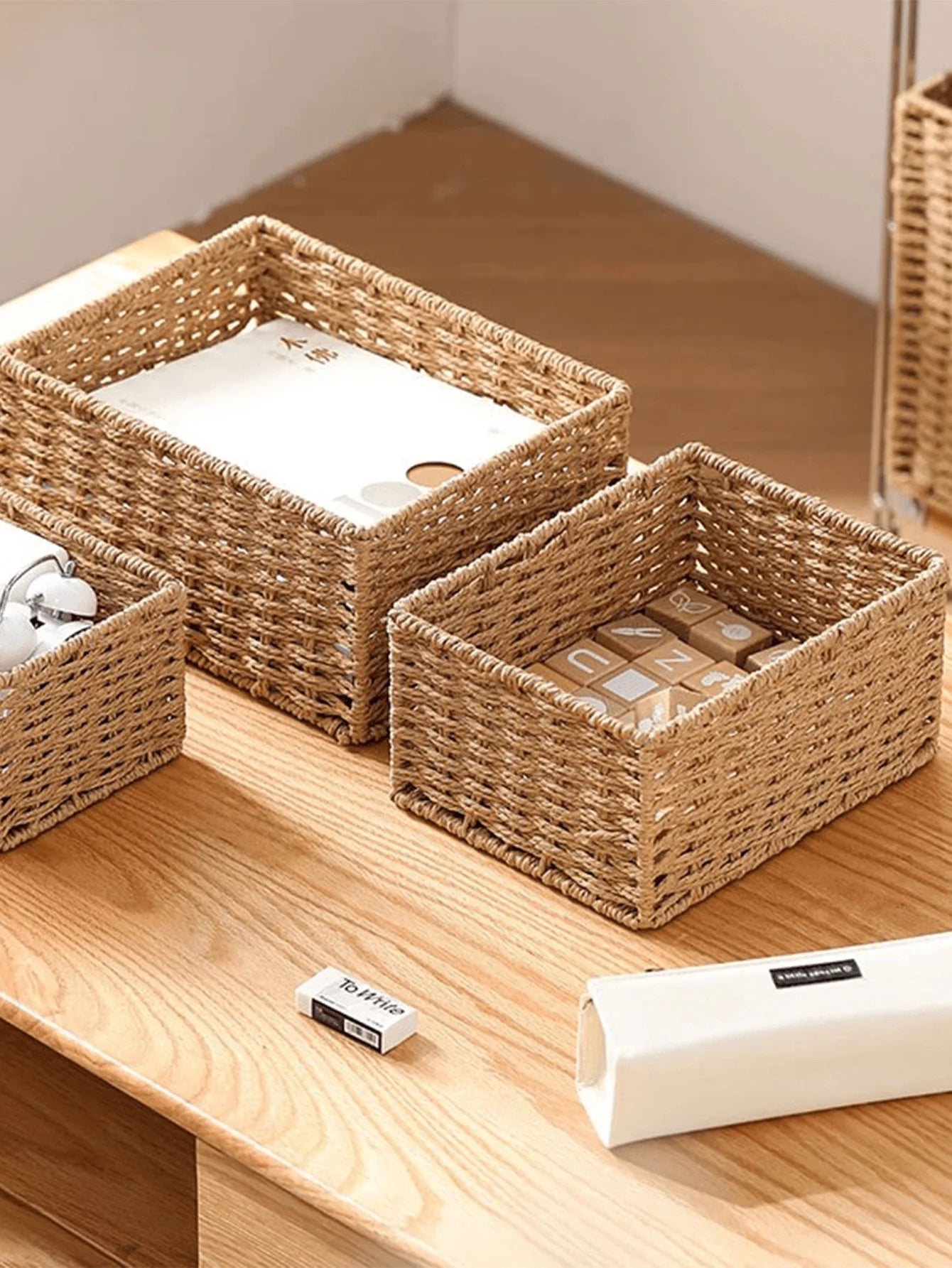 Hand-Woven Storage Basket Organizer