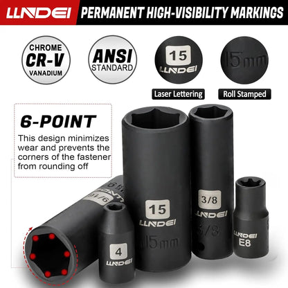 83-Piece 1/4 Inch Drive Impact Socket Set with SAE/Metric Sizes