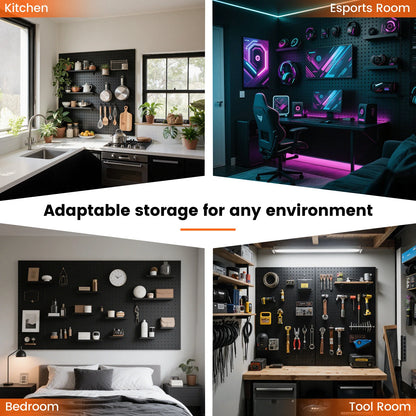 30 Hook Metal Peg Board Panel Wall Organizer