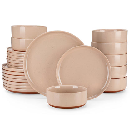 12/24 Pcs Dinnerware Set Stoneware Plates & Bowls