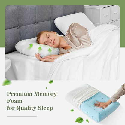 Standard Size Memory Foam Pillows Ventilated Cooling with Removable Washable Cover