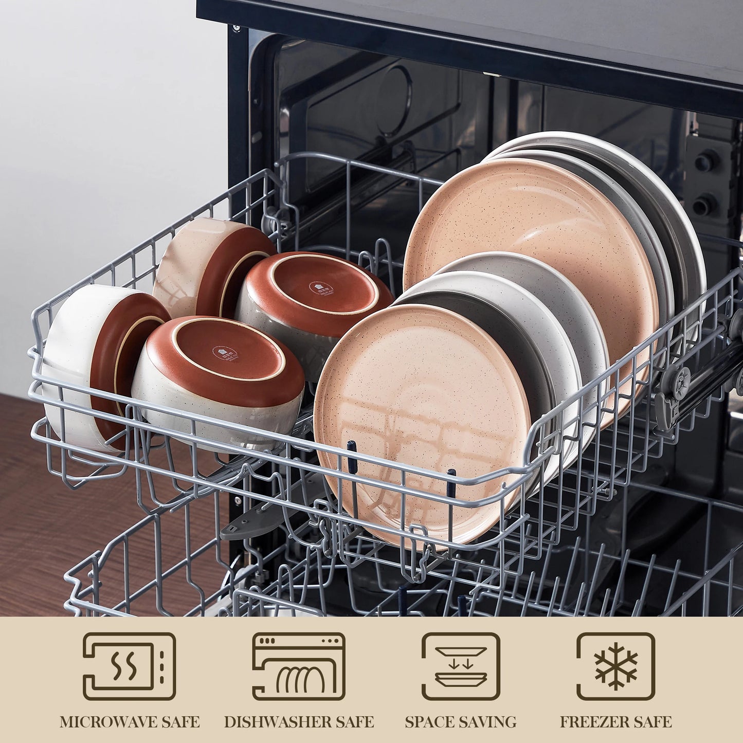 12/24 Pcs Dinnerware Set Stoneware Plates & Bowls