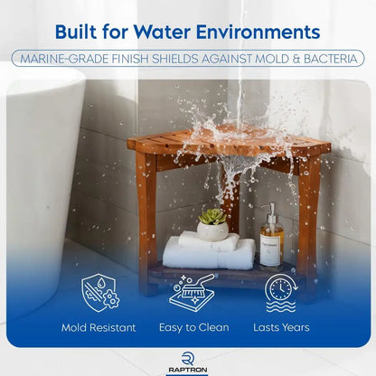 Waterproof, Spa‑Quality Shower Bench with a Sturdy Storage Shelf