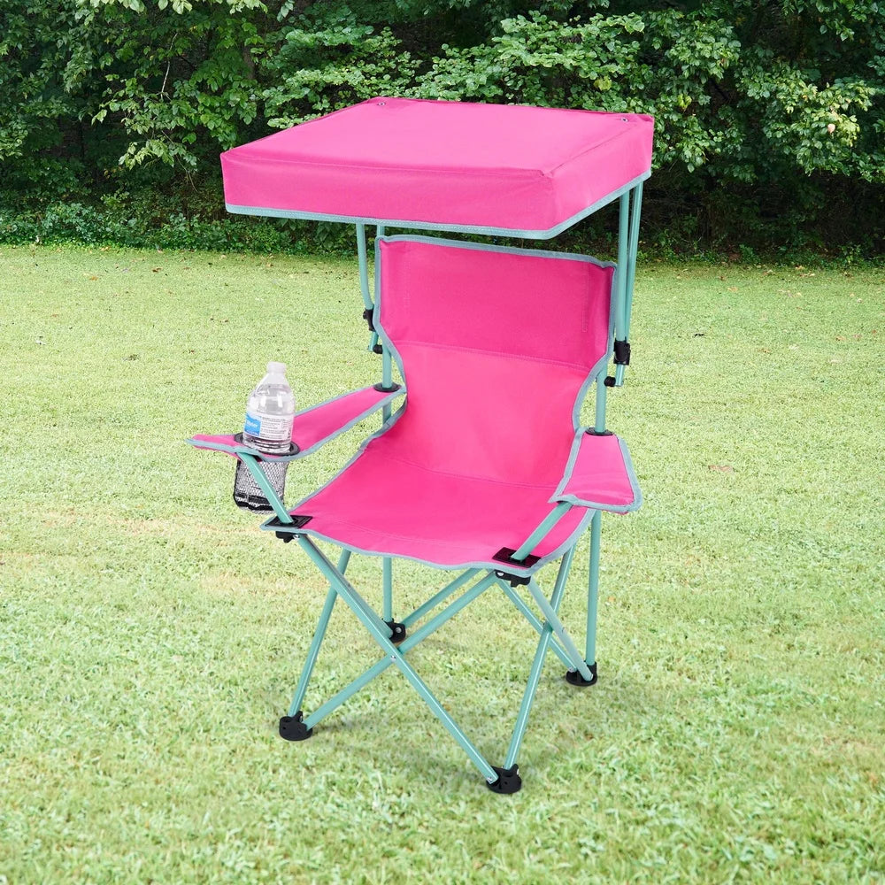 A sturdy, portable kids’ camp chair with a safety lock, cup holder and adjustable sunshade that keeps little ones comfortable and protected outdoors