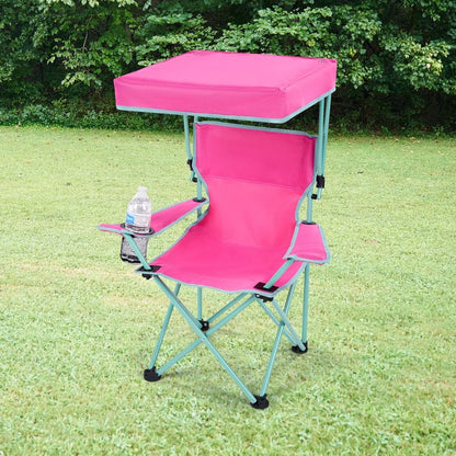 A sturdy, portable kids’ camp chair with a safety lock, cup holder and adjustable sunshade that keeps little ones comfortable and protected outdoors