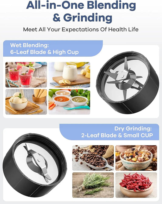 900W Smoothie Blender, 15-Piece Combo with Portable Cups, BPA-Free