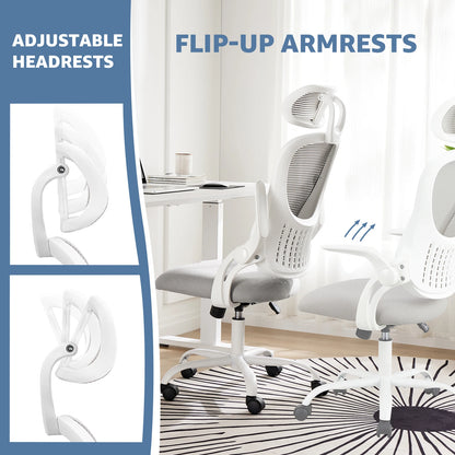 Mesh Office Chair With Flip-up Arms, Adjustable Headrests & Comfortable Lumbar Support
