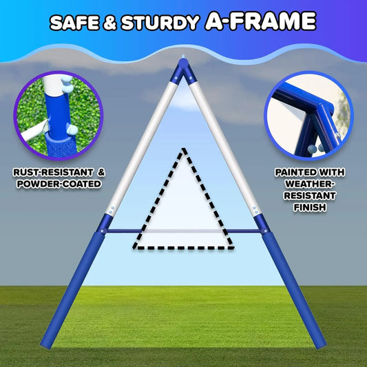 Outdoor Kids Swing Set with LED Swings, Saucer Swing & 5ft Slide - Safe Metal Playset for Ages 3-8