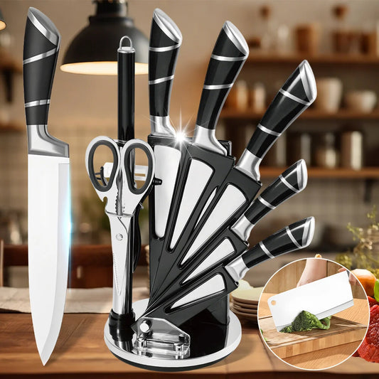 Stainless Steel Kitchen Knife Set With Sharpener